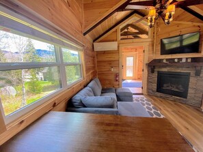 TV, fireplace