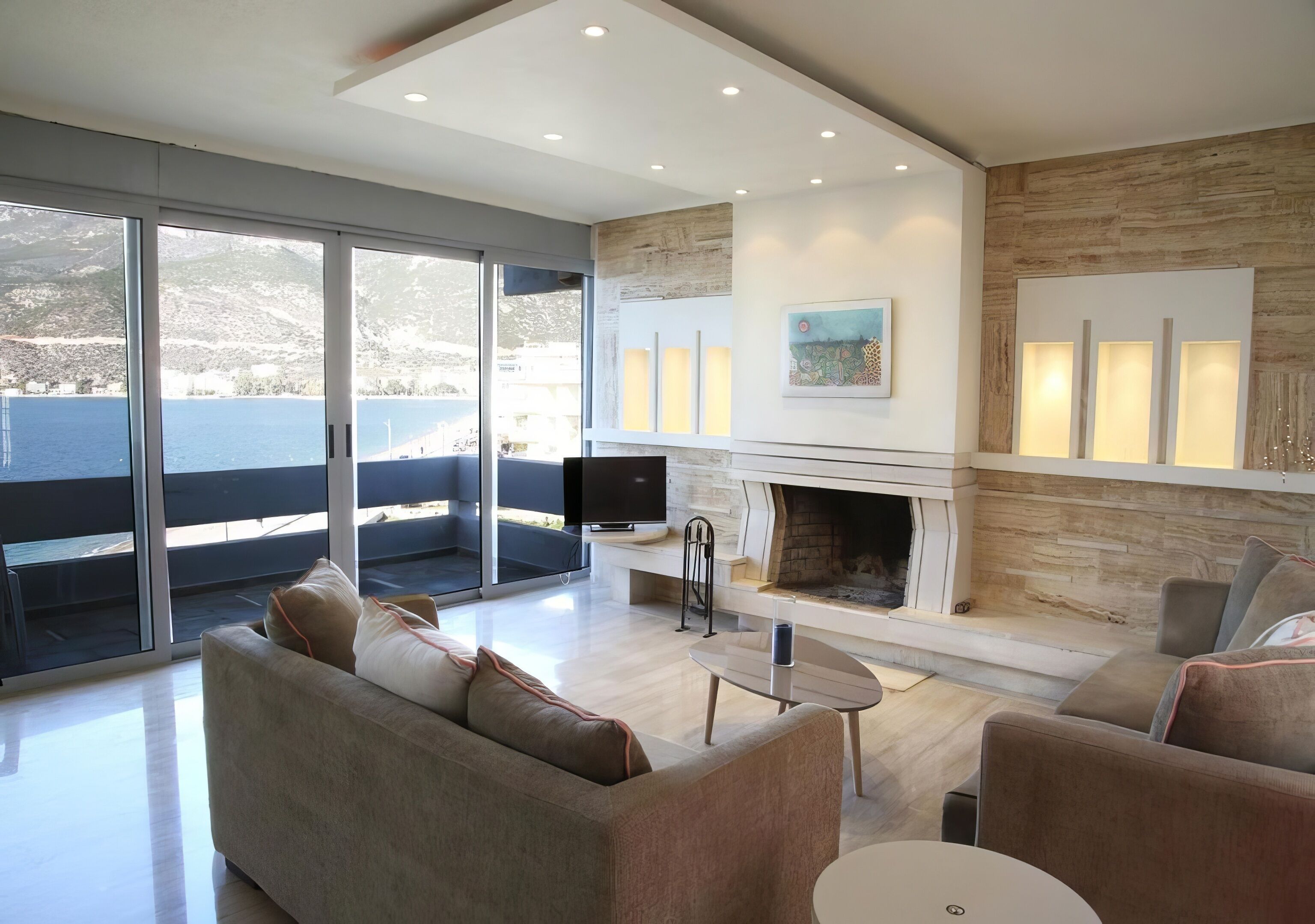 TV, fireplace, printers