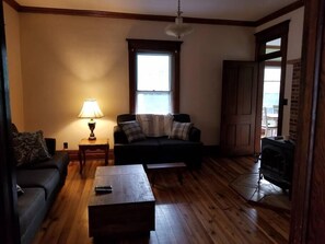 TV, fireplace, books - BaseCampWV-Durbin. Spacious 4 bedroom house w/yard (Durbin)