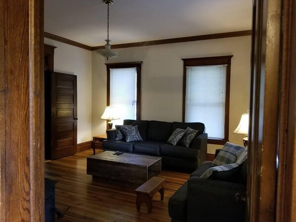 TV, fireplace, books - BaseCampWV-Durbin. Spacious 4 bedroom house w/yard (Durbin)