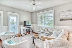 TV, DVD player, video library