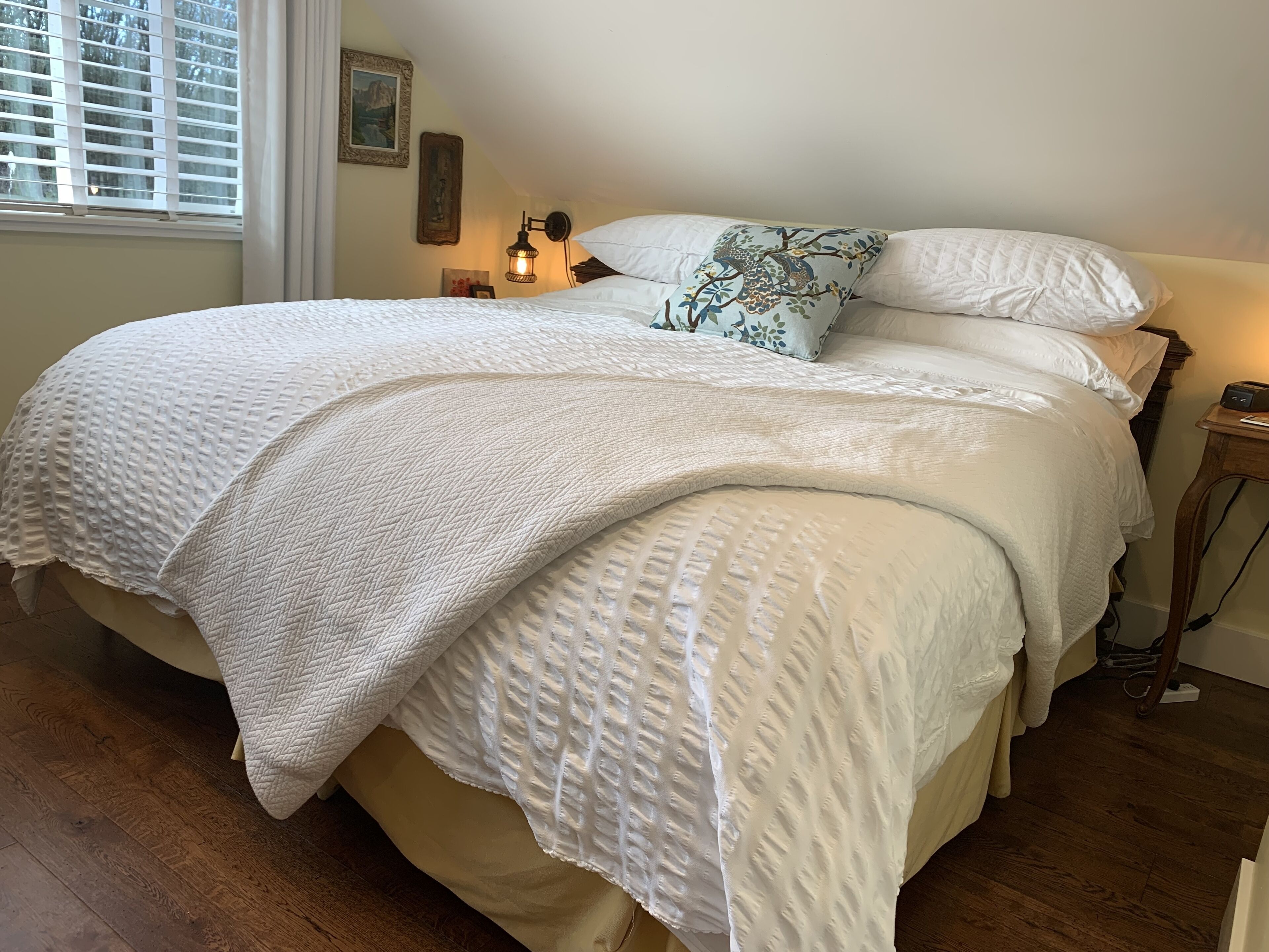 2 bedrooms, desk, blackout drapes, iron/ironing board