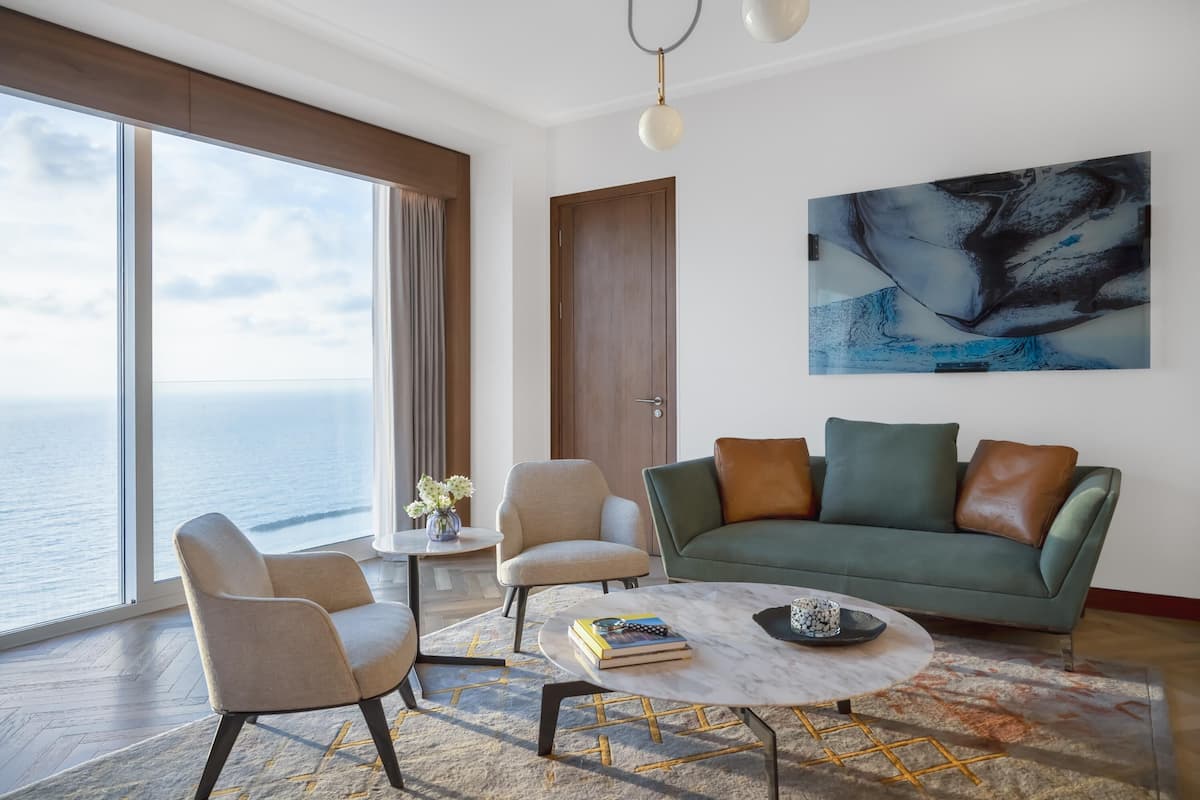 Suite (Mediterranean) | Living area | 55-inch Smart TV with digital channels, TV