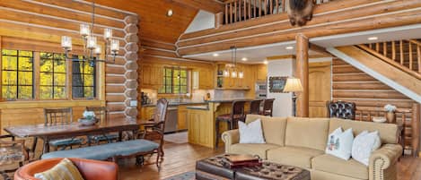 Smart TV, fireplace, DVD player, books