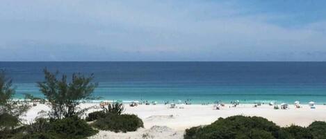 Plage, chaises longues