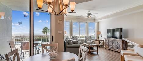 Flat-screen TV, DVD player, stereo