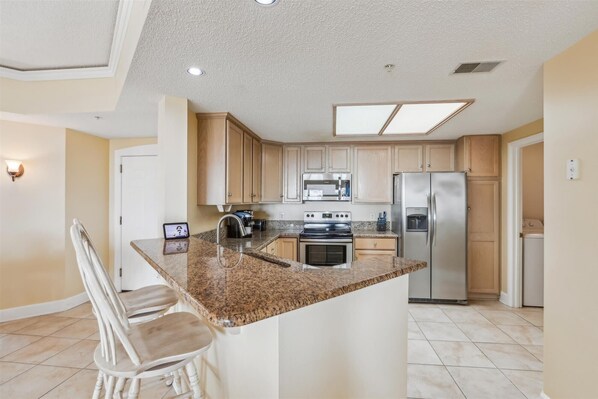 Fridge, microwave, oven, dishwasher - 3206 Windsor Court South ~ 2nd Floor Corner Villa with Views of Ocean & Beach (Hilton Head Island)