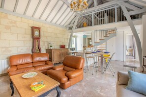 TV, fireplace - La Grange Royale - Two Bedroom House, Sleeps 6 (Saix)