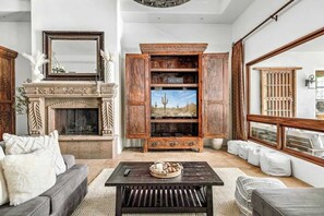 TV, fireplace, offices