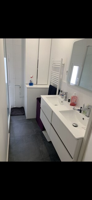 Douche, sèche-cheveux, savon, papier toilette