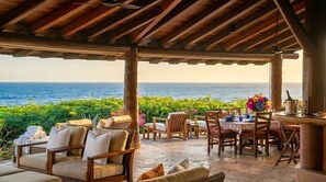 Outdoor dining - Casamar, beach front estate on Troncones Point (La Majahua)