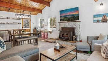 TV, fireplace, offices