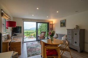 TV, fireplace - Lyth Valley View at Broom Bank -  Gorgeous Views, Dog-friendly (Kendal)
