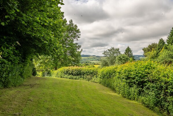 A lush, green landscape with a grassy path leading through a garden. - Beadale Cottage, Ampleforth, North York Moors (Ampleforth)