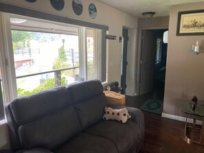 Smart TV, fireplace, video games, DVD player