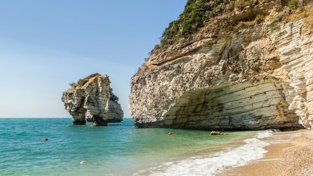 A coastal beach with rocky cliffs and clear turquoise water. - Apartment in the Gargano Park (Vieste (FG))