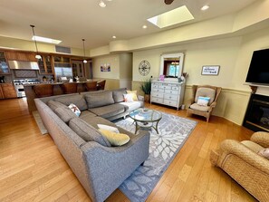 TV, fireplace, table football, ping pong