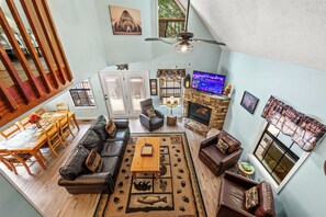 Smart TV, fireplace, video games, books