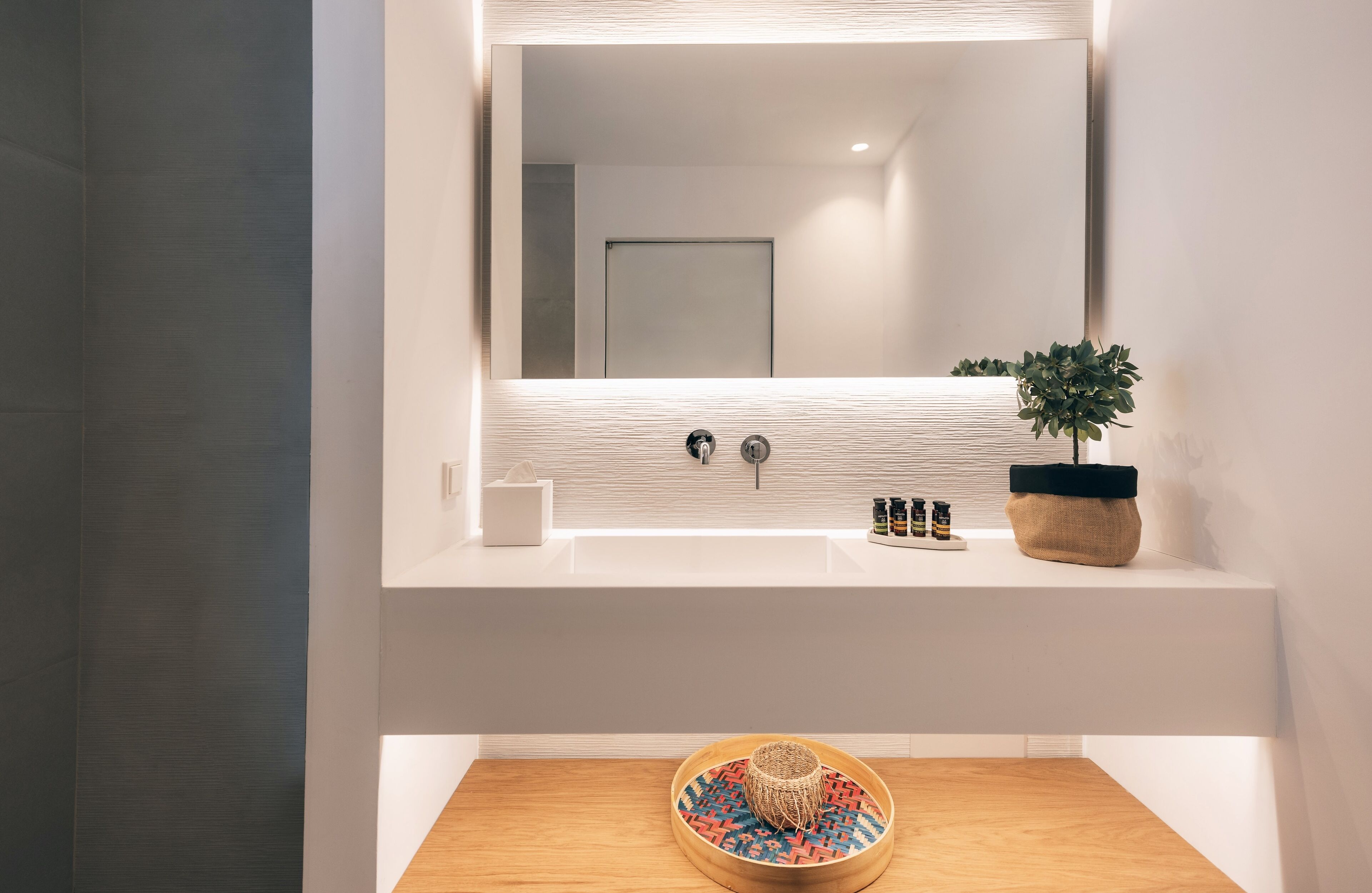 shower, rainfall showerhead, designer toiletries, hair dryer