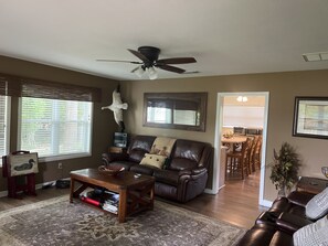 Smart TV, DVD player, books, music library