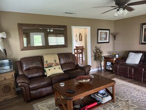 Smart TV, DVD player, books, music library