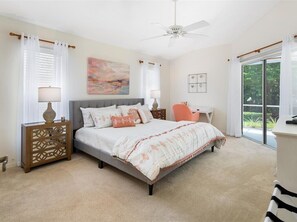 3 bedrooms, desk, iron/ironing board, travel crib