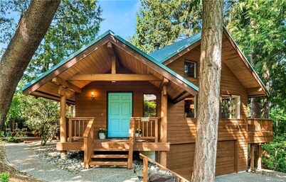 Spacious Cabin with hot tub, sauna, AC, loft, king bed, free parking