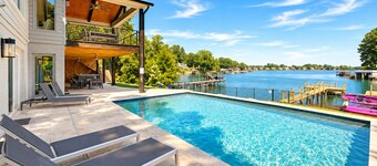 Lakeshore Adrift - Exclusive Lakefront Home w/Heated Pool & Custom Bunks