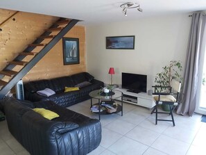 Télévision, lecteur de DVD, livres, vidéothèque