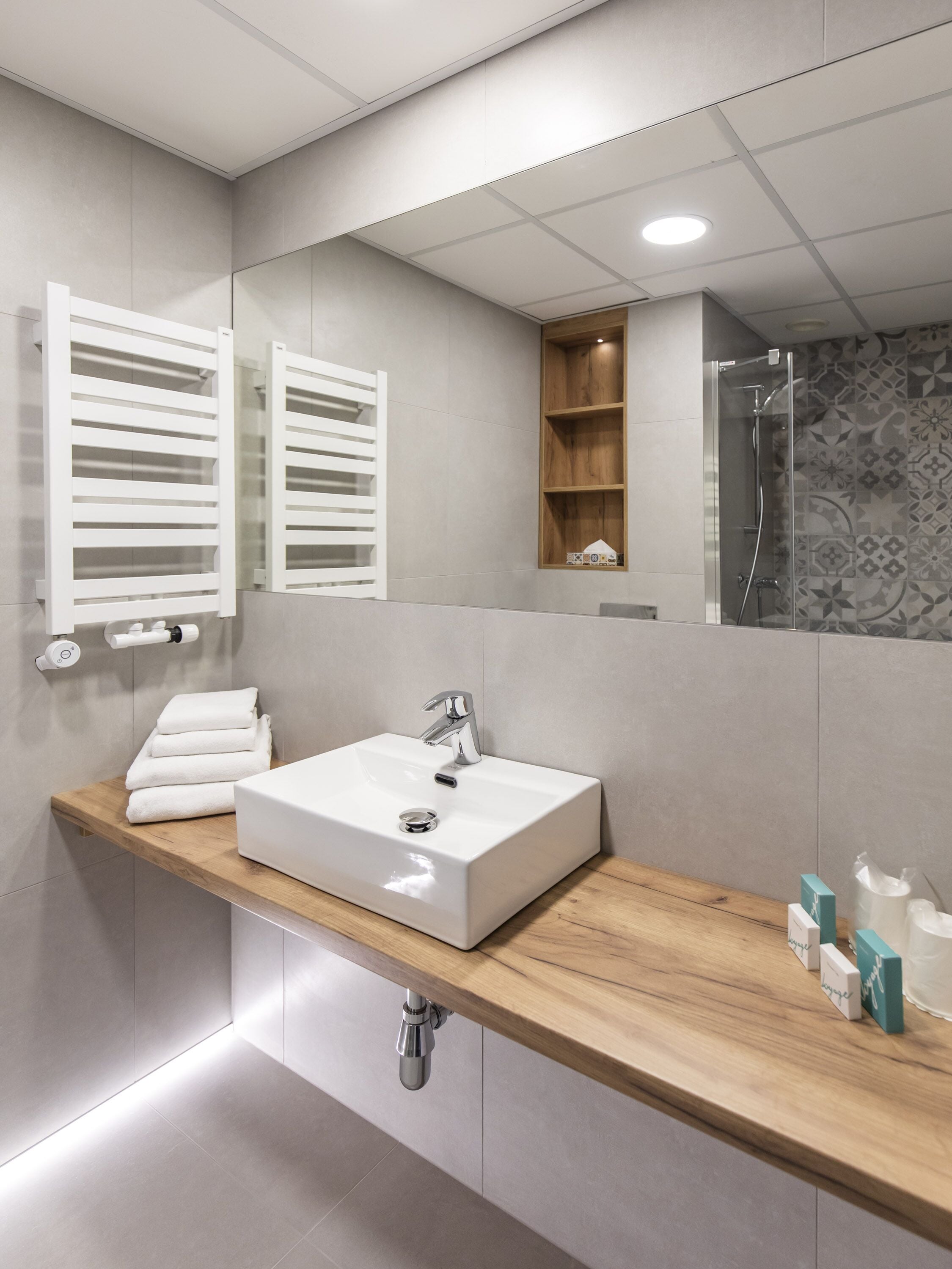 free toiletries, hair dryer, slippers, towels