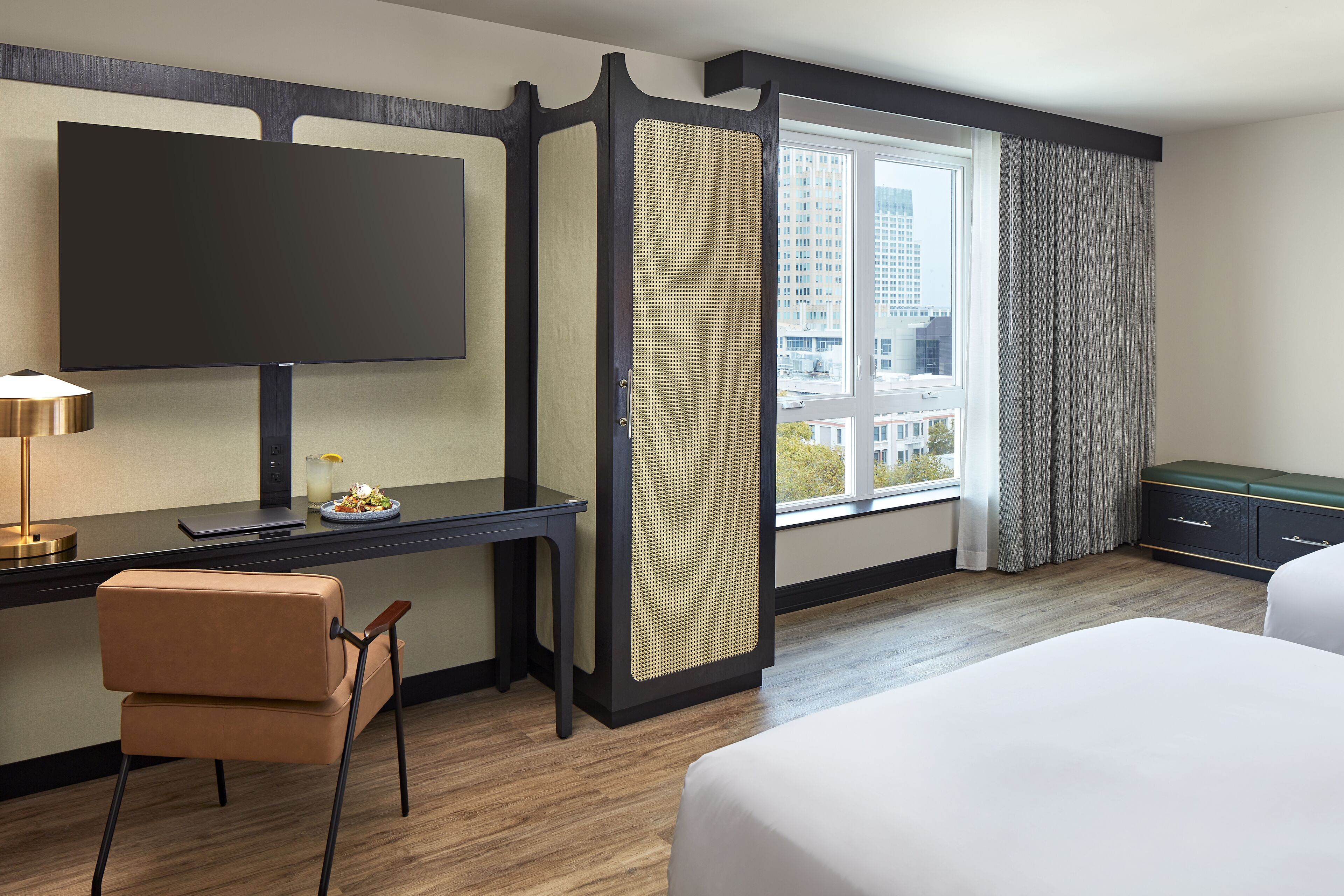 city room, 2 queen beds, city view | view from room