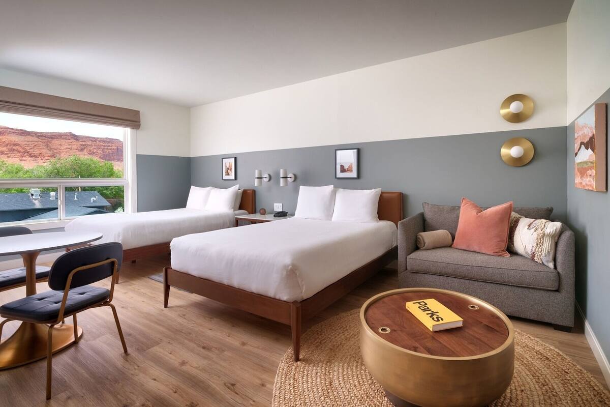 Premium bedding, memory foam beds, in-room safe, desk
