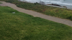 A coastal pathway with grass and a view of the ocean. - Enjoy beautiful beaches of Del Mar, minutes to San Diego. Walk to restaurants.  (Solana Beach)