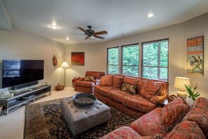 Smart TV, DVD player, books, video library