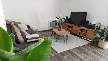 Televisión, mesa de ping pong, estéreo