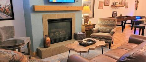 Smart TV, fireplace, video games