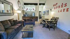 电视、壁炉、DVD 播放器