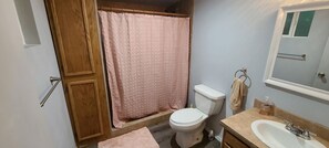 シャワー、タオル、石鹸、トイレットペーパー