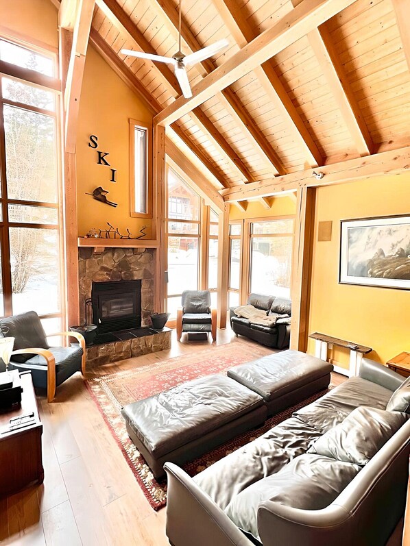 Smart TV, fireplace, video games, DVD player