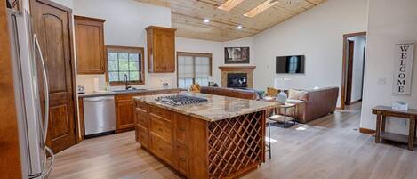 Smart TV, fireplace, foosball, books