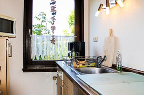 Kühlschrank, Mikrowelle, Herdplatte, Geschirrspüler
