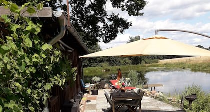 Ferienhütte am Privatsee, Fischen, Schwimmen, Reiten, Wandern und Radeln