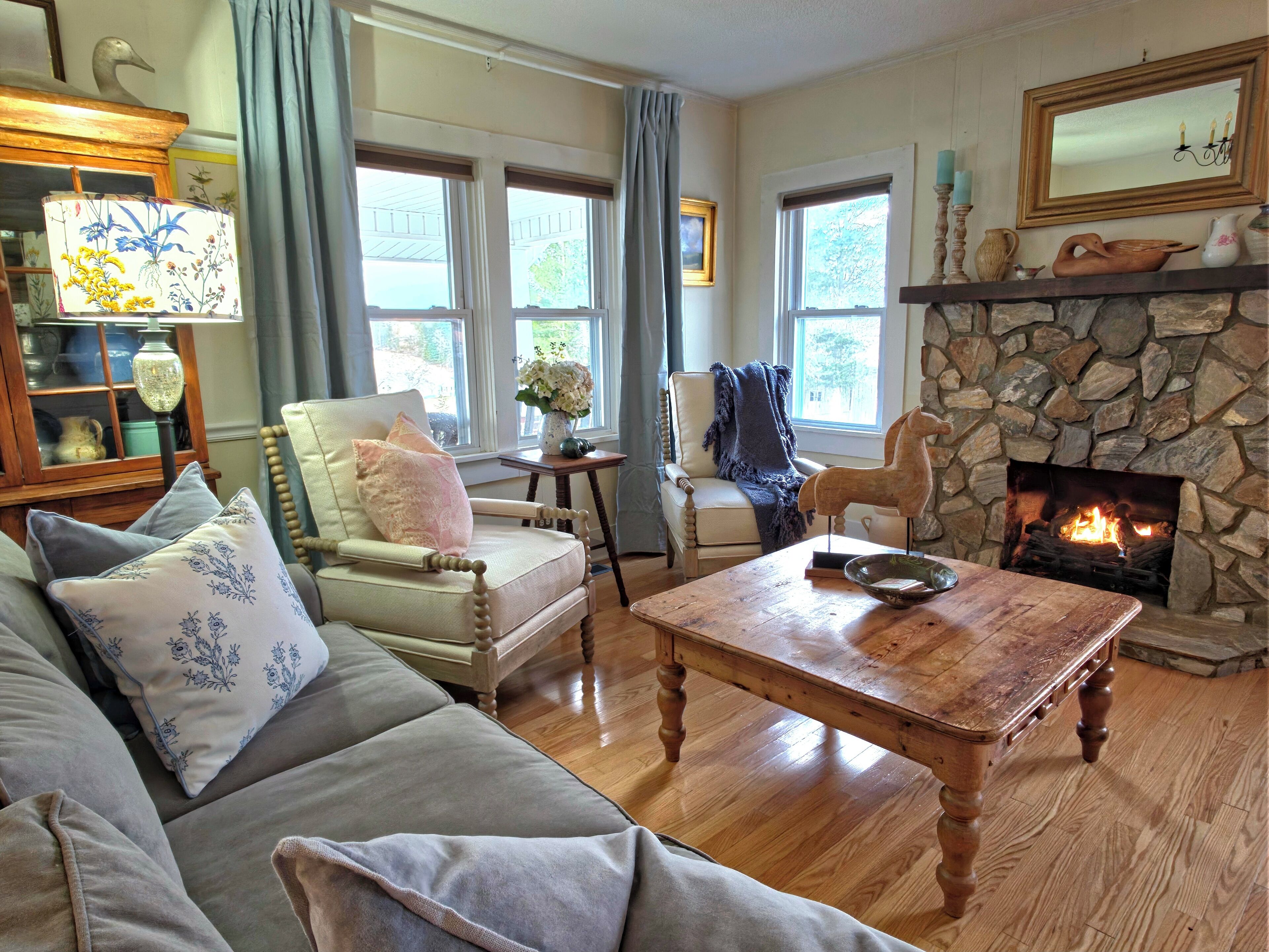 Smart TV, fireplace, ping pong, books