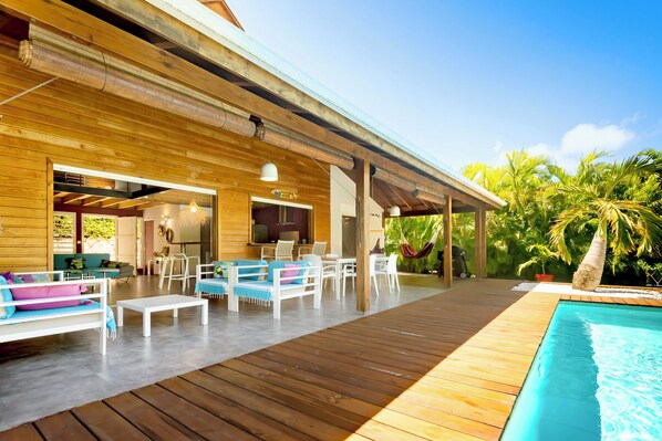Outdoor pool - VILLA MANGO (Eden Green)**** - swimming pool & Spa - 3 BEDROOMS 3 BATHROOMS (Saint-François)