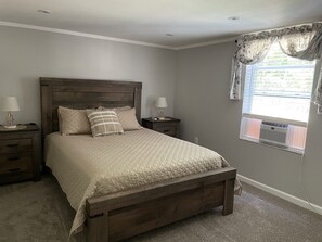 1 bedroom, desk, iron/ironing board, travel cot