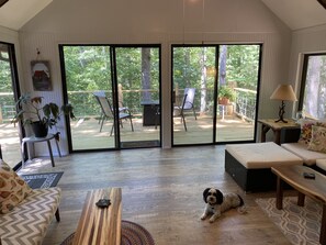 TV connectée, cheminée, lecteur de DVD, vidéothèque