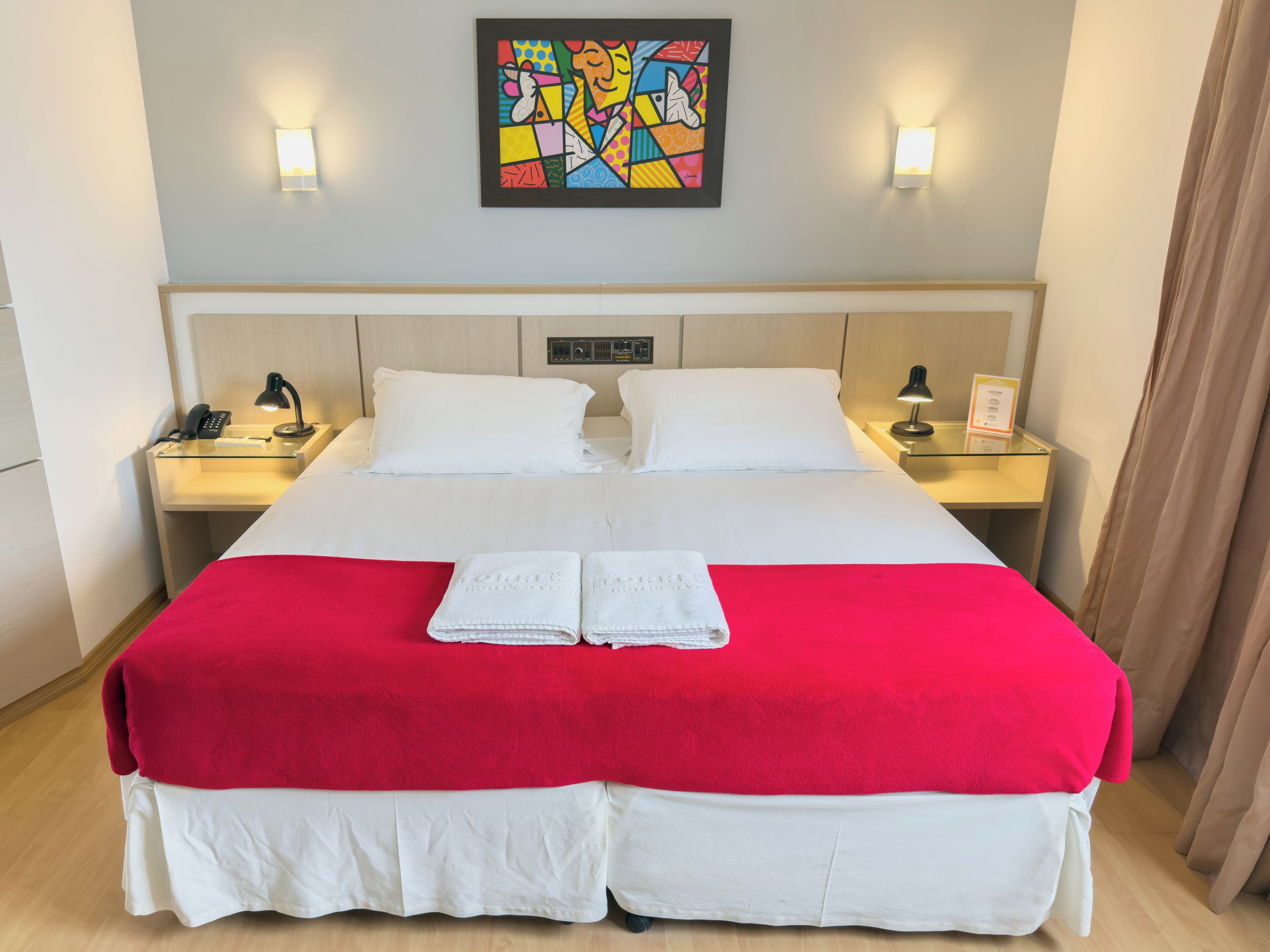 Minibar, cortinas blackout, tabla de planchar con plancha y wifi gratis 