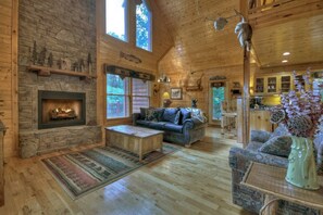 Smart TV, fireplace, video games, DVD player