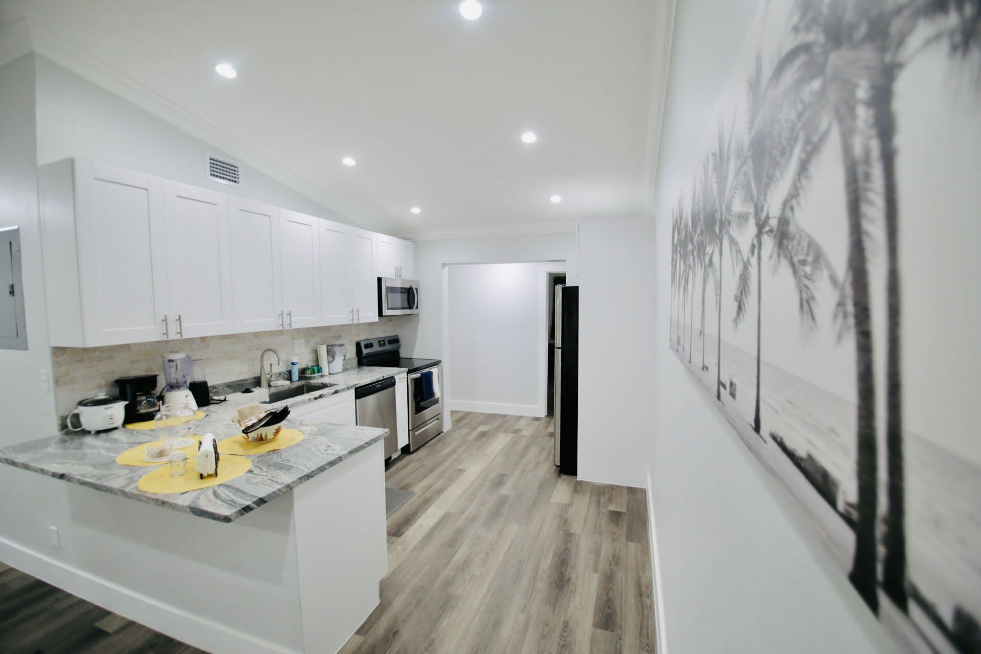 Réfrigérateur, micro-ondes, four, plaque de cuisson