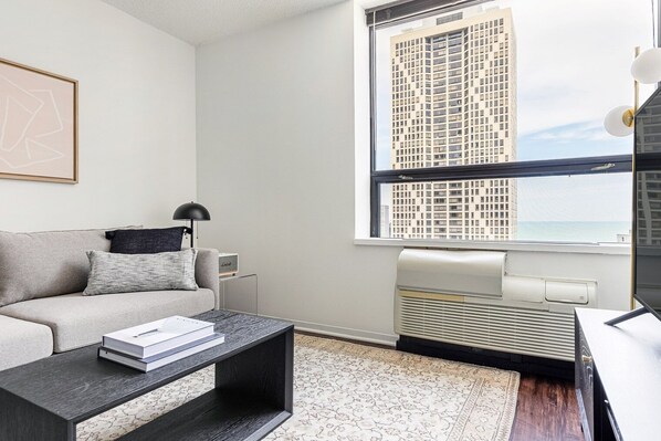 TV, stereo - Beautiful Streeterville 1BR w/ Gym, Pool, near Navy Pier, by Blueground (Chicago)